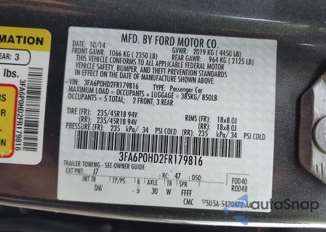 2015 Ford Fusion Se from USA, damaged, VIN 3FA6P0HD2FR179816